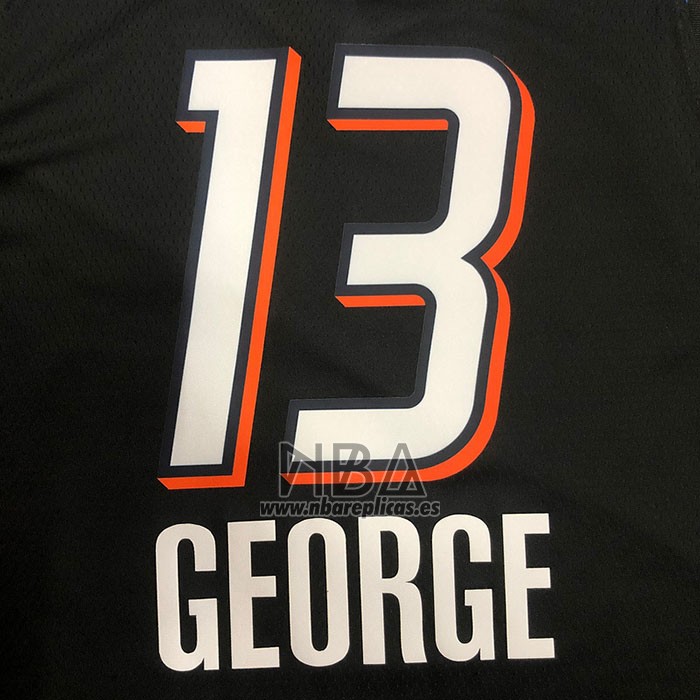 Camiseta Oklahoma City Thunder Paul George NO 13 Ciudad 2020-21 Negro